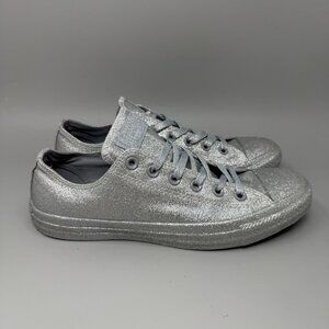 Converse Chuck Taylor All Star Lifestyles Low Silver Glitter Sneaker W10/M8 New